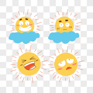 卡通可爱大笑云朵后面的太阳表情插画图片