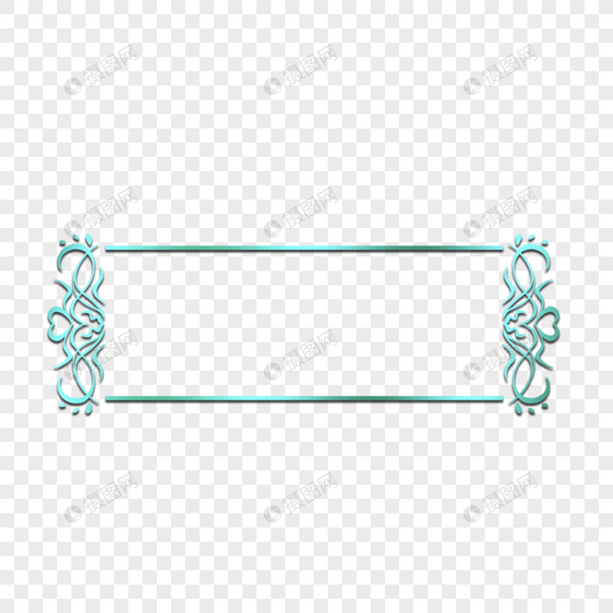 碧绿色金属质感花纹文字框图片