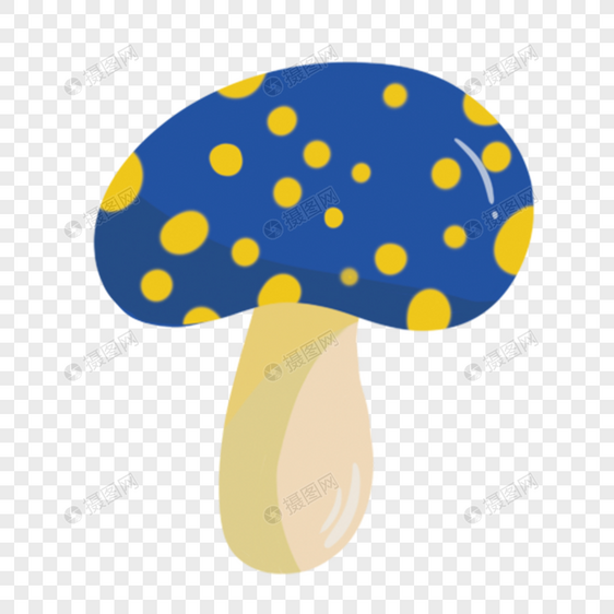蓝色蘑菇卡通嬉皮士贴纸图片