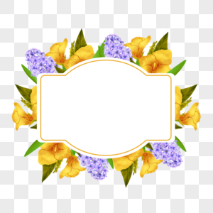 水彩风信子百合花卉边框植物装饰图片