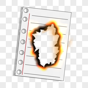 笔记本纸燃烧火焰橙色白色撕纸图片