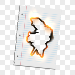 燃烧笔记本纸橙色火焰撕纸图片