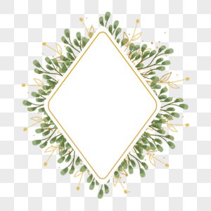 婚礼金枝树叶边框装饰图片