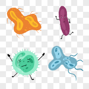 黄色和蓝色的可爱微生物图片