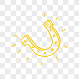 圣帕特里克节线条涂鸦黄色马蹄铁图片