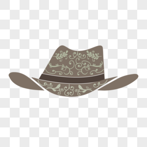 棕色花纹牛仔帽元素图片