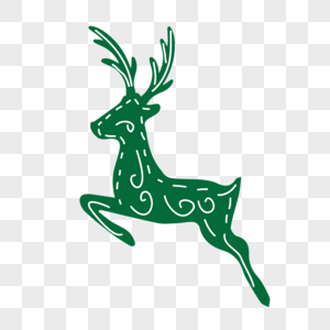 绿色圣诞麋鹿装饰图形图片