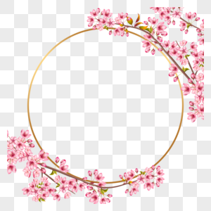 春天粉色花卉樱花枝条边框图片