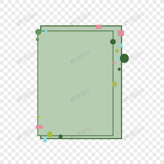 色块可爱风绿色系小边框图片