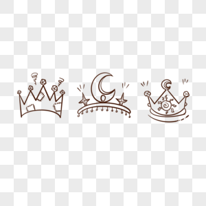 星月装饰手绘线稿皇冠图片
