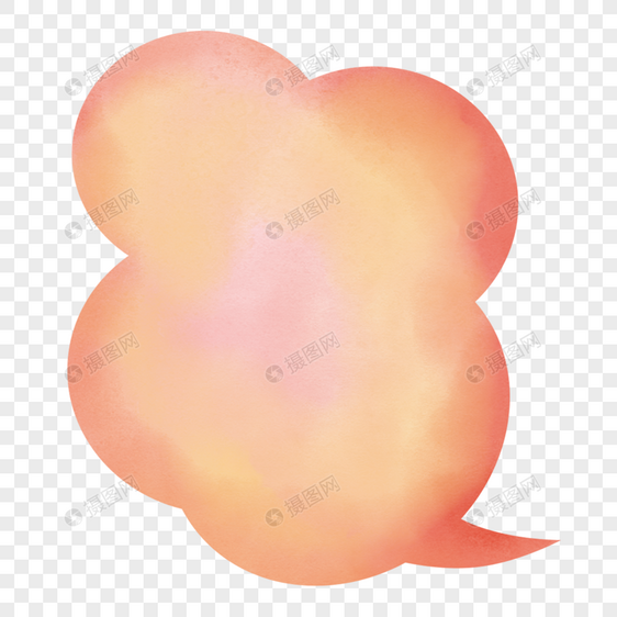 橙色可爱云团水彩气泡对话框图片