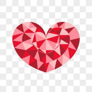 抽象低聚立体几何红色爱心图片
