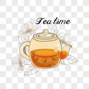 矢量茶和玻璃茶壶图片