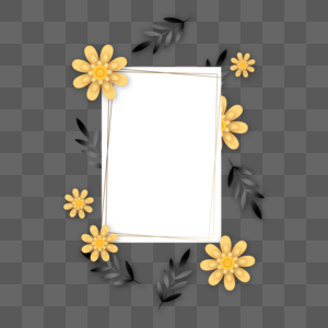 黄色花朵剪纸风格图片