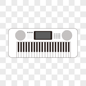 线稿音乐器材白色卡通电子琴图片