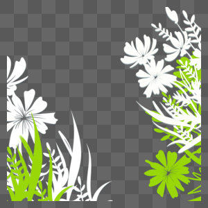 白绿色剪纸植物边框图片