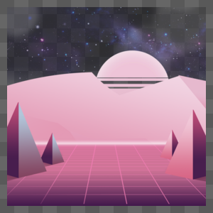 粉红色立体山脉抽象科技光效图片