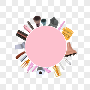 粉色理发梳子工具包刮刀边框图片