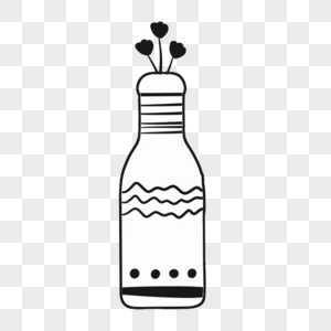 黑白线条卡通饮料瓶子图片