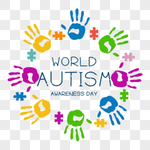 世界提高自闭症意识日关爱儿童彩色手掌拼图图片
