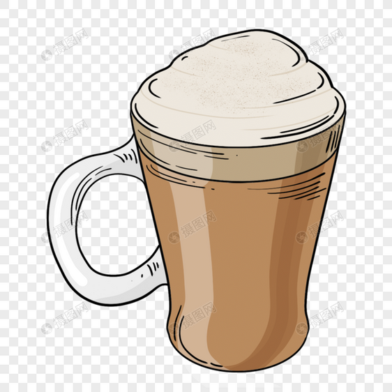 棕色杯子和奶油咖啡图片