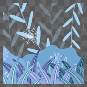 蓝色树叶冬季植物边框图片