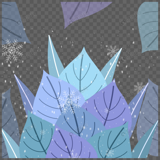 蓝色树叶冬季植物边框图片