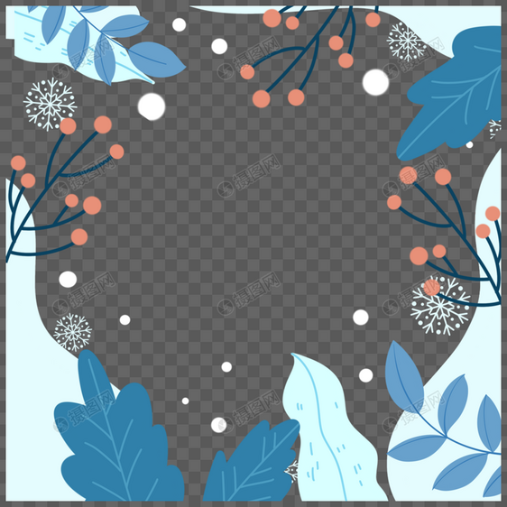 叶子小浆果冬季植物边框图片