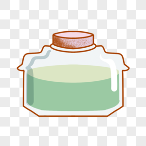 玻璃瓶里的绿色香水插画图片