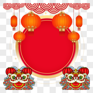 春节环形红色海报边框图片