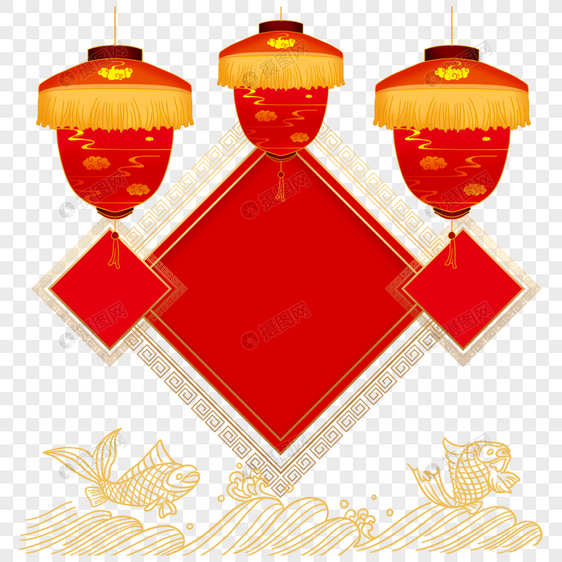 红色春节灯笼海报框图片