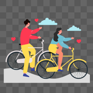 情人节自行车郊游旅行插画图片