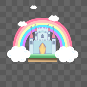 卡通城堡彩虹白云图片