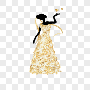 新娘抽象金色婚纱图片