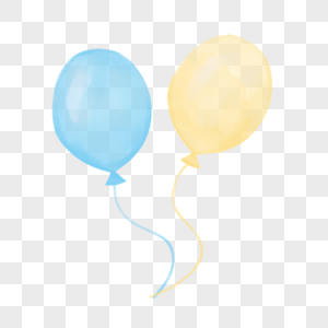 气球透明蓝色黄色绘画图片图片