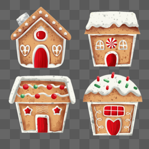 圣诞姜饼屋水彩风格图片
