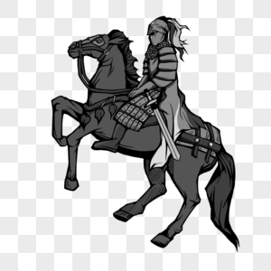 骑士欧洲中世纪黑白画图片