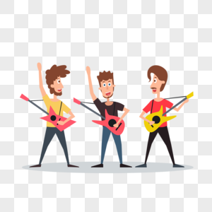 三个学生摇滚乐队音乐演奏扁平风格图片