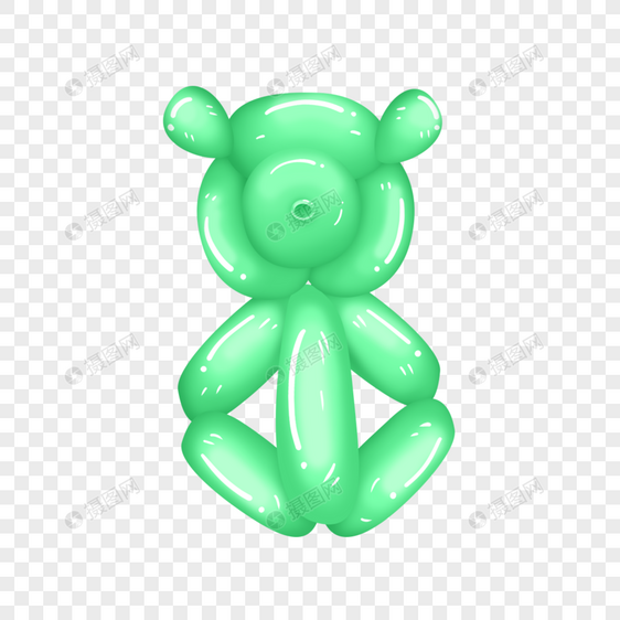 熊气球绿色卡通玩具图片