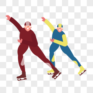 短道速滑卡通人物双人运动图片