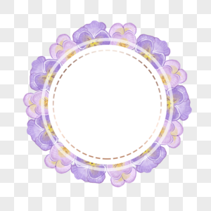 三色堇花卉水彩淡雅边框高清图片