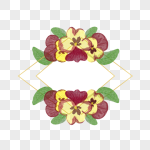 三色堇花卉水彩创意边框图片