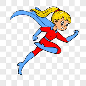 女超人卡通可爱奔跑图片