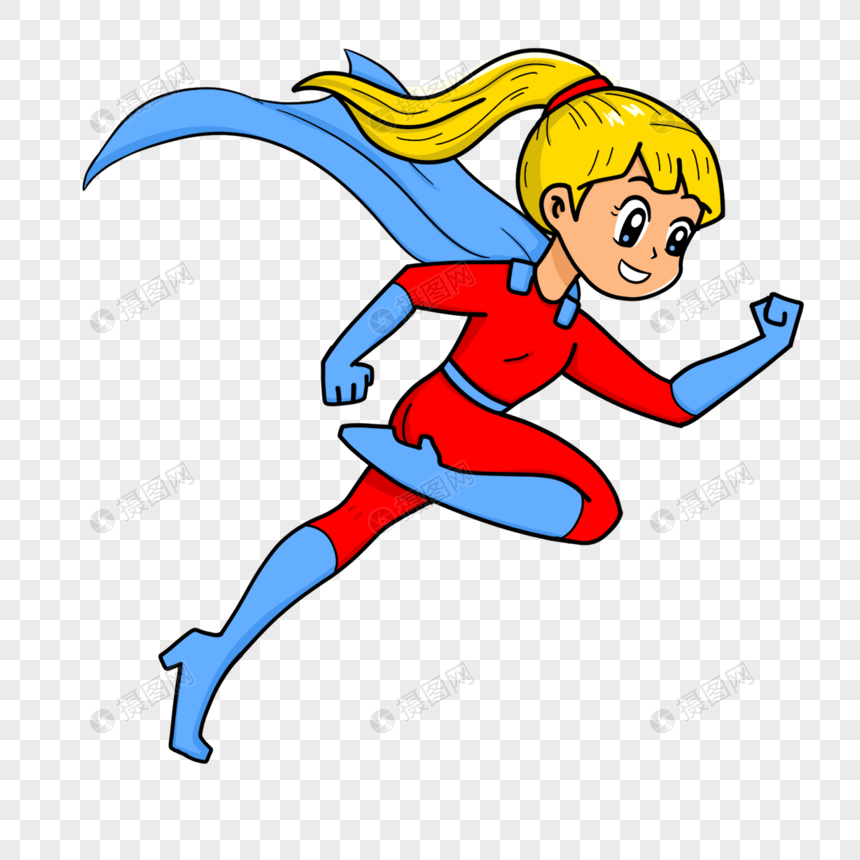 女超人卡通可爱奔跑图片