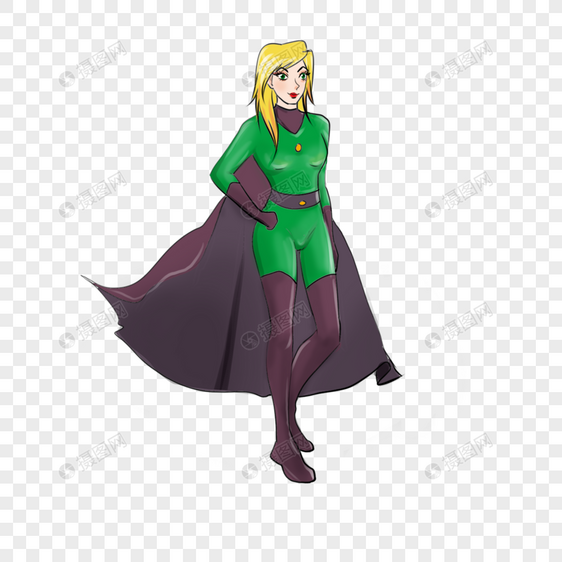 女超人绿色衣服卡通人物图片