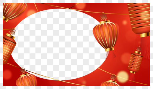 春节红色圆形几何新年边框图片