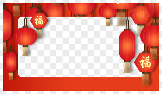 春节红色喜庆的灯笼几何边框图片