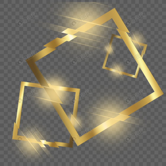 边框故障光效几何组合渐变金色图片