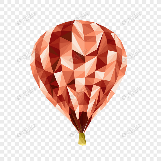 热气球低聚风格棕色图片