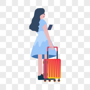 女孩行李箱旅行人物图片绘画图片